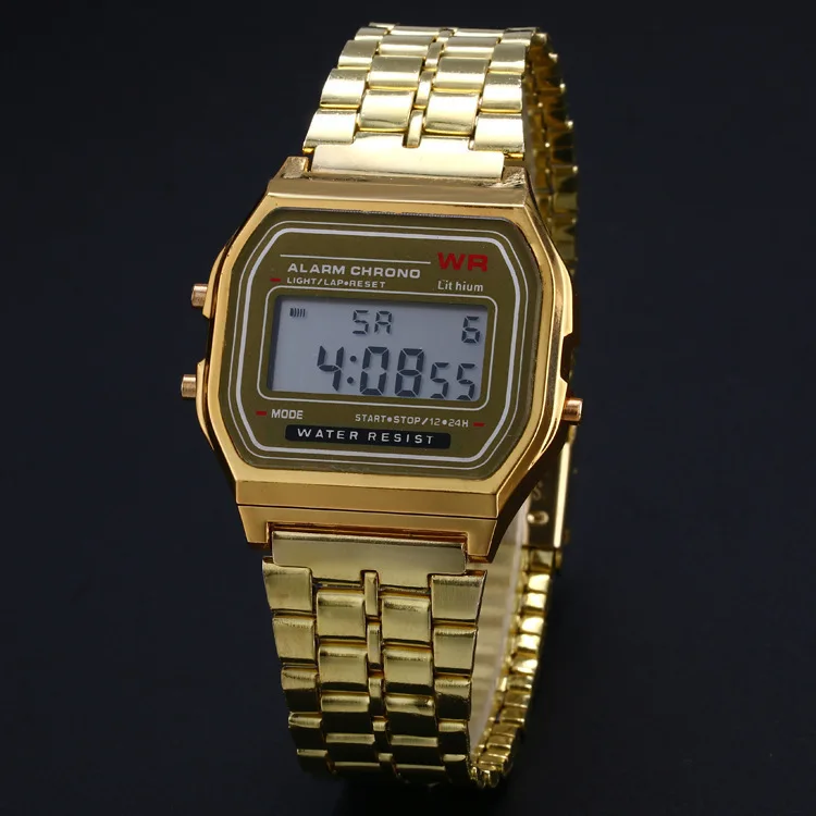 

Golden-Style Dunhuang Hot Selling A159 Yuan Su-Style Europe And America Popular F91W Ultra-Thin Steel Belt Electronic Watch Batc