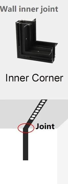 Wall corner Joint Алюминиевые потолочные встраиваемые подвесные креативные 0,5 м 1 м светодиодный фонарики на магните направляющие потолочные светильники - Испускаемый цвет: Wall corner Joint