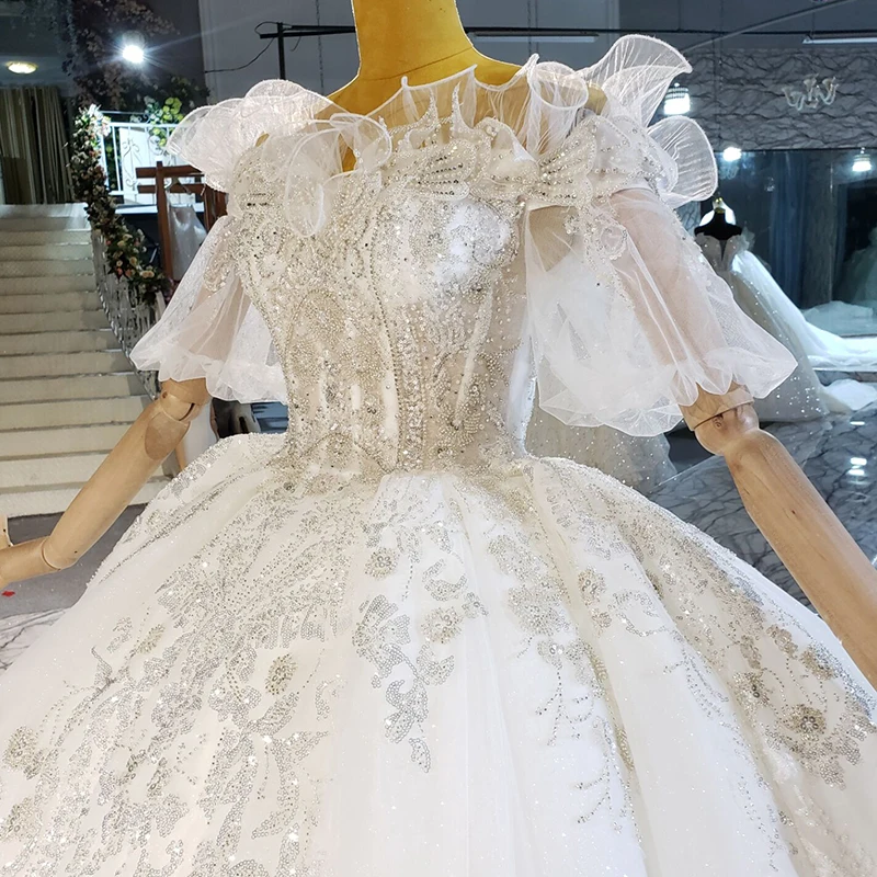 HTL2226 wedding dress off shoulder with glitters vintage lace wedding dress plus size long train платье с руковами свадебное 5