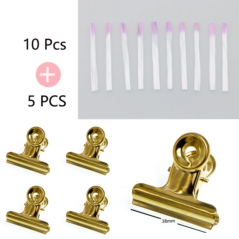 Русский C кривой гвоздь нержавеющая сталь акриловые защемления зажимы французские ногти стекловолокна стикер расширение строитель Curl форма набор - Цвет: 10 fiberglass 5 gold