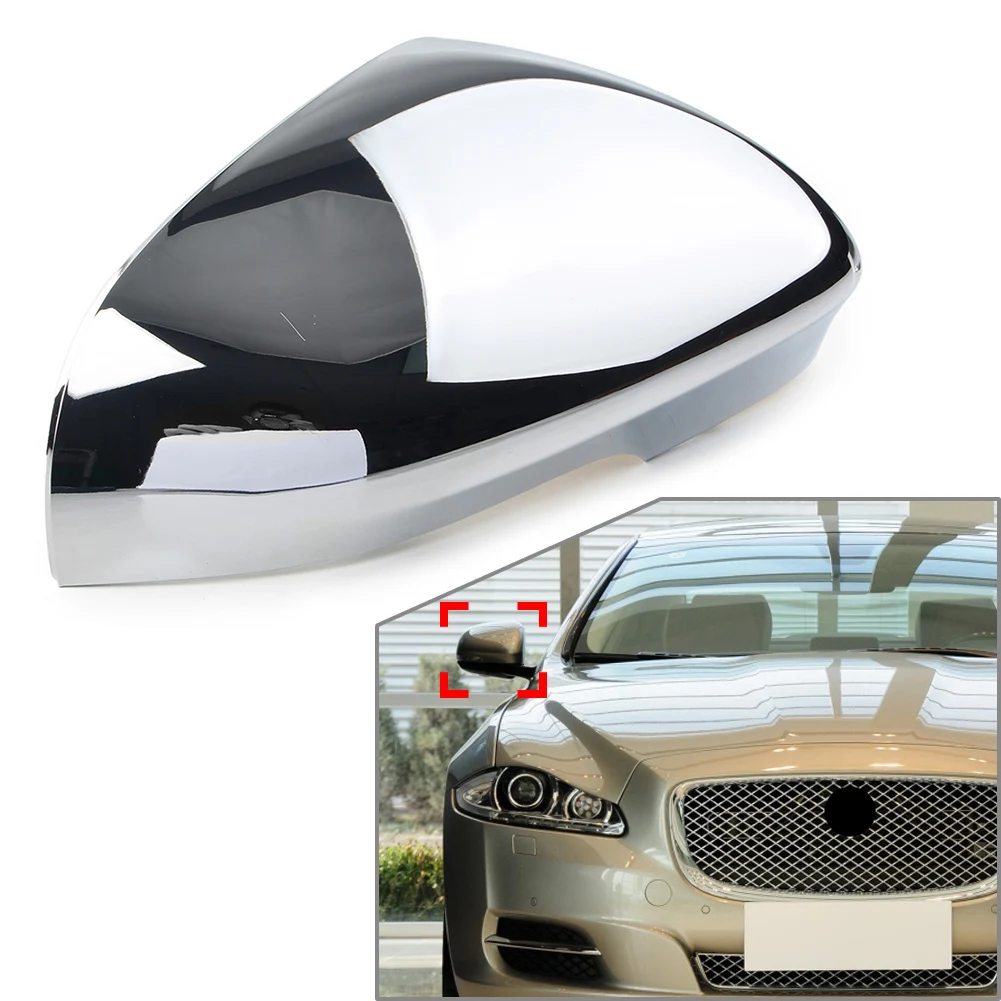 Chrome Car Right Rear Side View Mirror Cover Cap For Jaguar XF XFR XFR