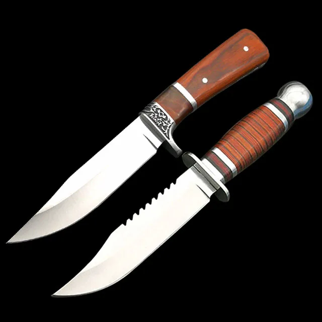 DuoClang Открытый тактический фиксированным лезвием деревянная ручка ножа материалы многофункциональные охотничьи ножи инструмент с оболочкой