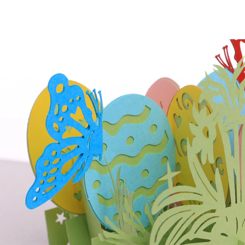 3D Pop Up Бабочка яйцо поздравительные открытки Рождественская открытка-приглашение на день рождения D08D