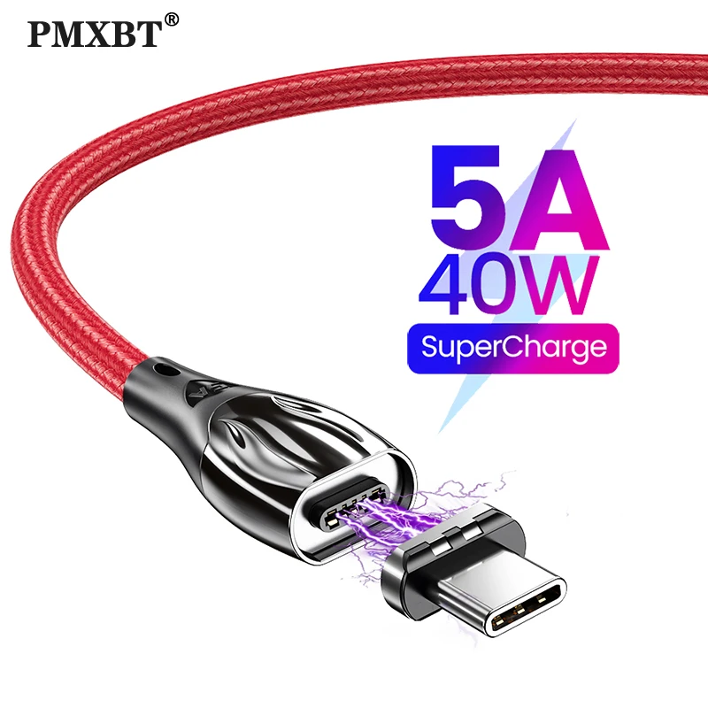 Зарядный кабель 5A Supercharge магнитный USB Type C для Huawei P20 P30 P40 быстрое зарядное