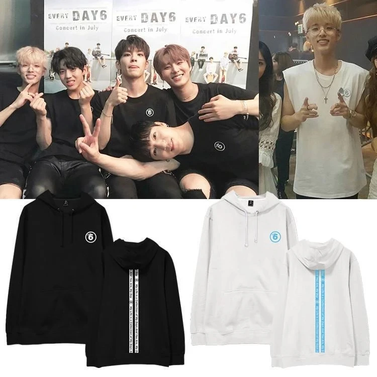 KPOP DAY6 альбом толстовка с капюшоном в стиле хип-хоп Повседневная Свободная одежда с капюшоном пуловер печатные толстовки с длинными рукавами WY1123