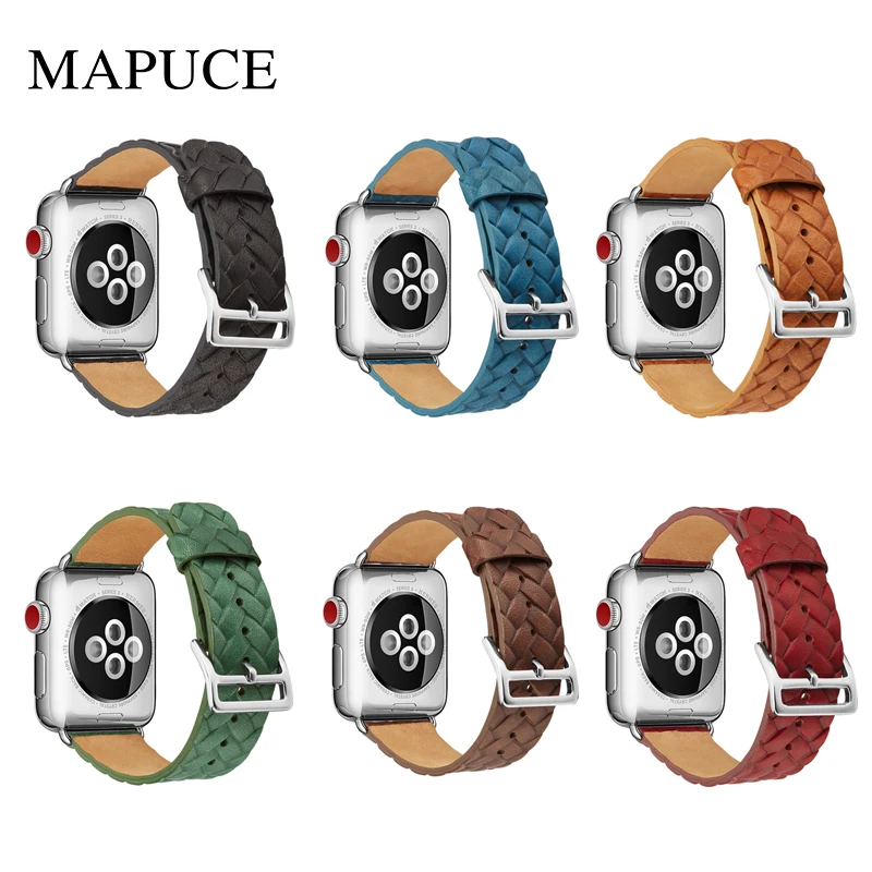 Ремешок кожаный для Apple Watch Band 6 SE 5 42 мм 44 40 38 браслет apple iwatch Series 4 3 2 1|Ремешки часов| |