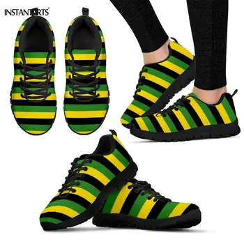 

INSTANTARTS Jamaican Flag Stripes Pattern Woman Man Running Shoes Breathable Lightweight Sneakers Outdoor Sports Athletic Shoes