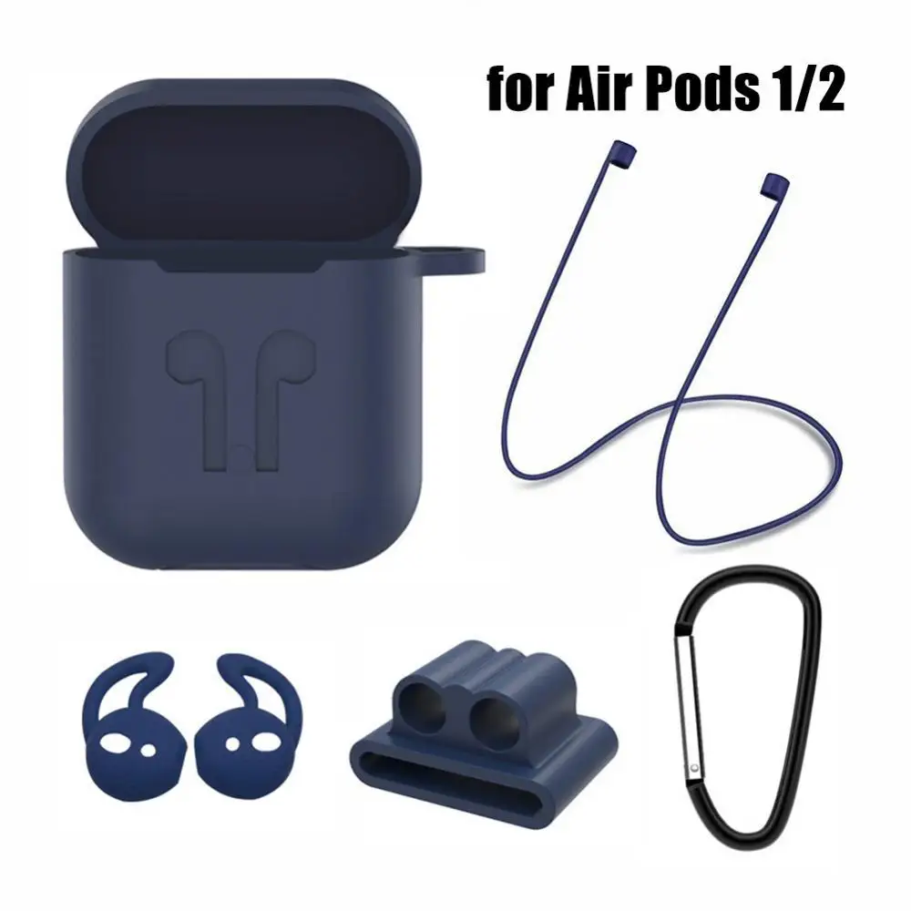 

Bluelans 5Pcs Portable Silicone Protective Case Cover Anti-Lost Rope Set for Air Pods 1/2