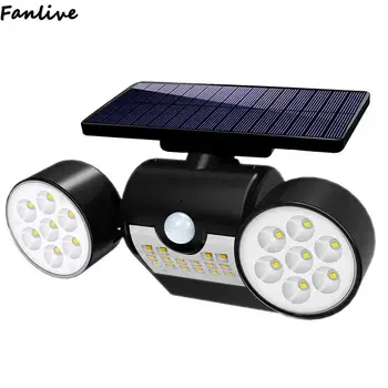 

10pcs 30 LED Light Dual Head Solar Lamp PIR Motion Sensor Spotlight Waterproof Outdoor Adjustable Angle Lights For Garden Wall