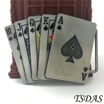 

New Fashion Jeans Accessories Silver Poker Belt Buckle, 9*6.7CM Vintage Belt Buckles Men New Year Gift 1pc