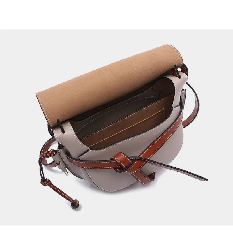 Натуральная кожа, винтажная седельная сумка через плечо для женщин,, с бантом в ведрах, сумки, женская сумка через плечо, дизайнерская Роскошная