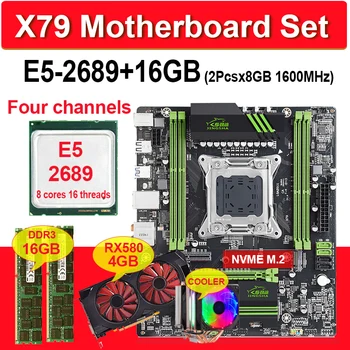 شراءJINGSHA X79 اللوحة LGA2011 ATX المجموعات E5 2689 CPU 2 قطعة X 8GB = 16GB DDR3 RAM 1600Mhz PC3 12800R RX580 4G PCI-E NVME M.2 SSD