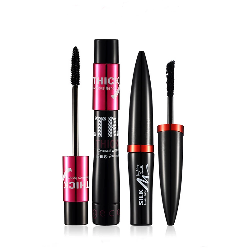 Тушь для ресниц 2 шт./компл. тушь 4D из шелкового волокна Удлиняющая Черная набор