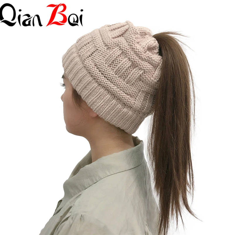 QianBei,, 6 шт./партия, женские тянущиеся вязанные крючком шапки, зимние шапки для женщин, шапки, теплые женские шапки