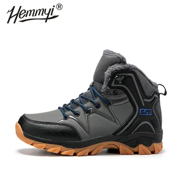 

Hemmyi 2019 High Quality Men's Hiking Shoes Lace-Up PU Sport Climbing Shoes Plush Walking Travel Comfortable Outdoor Shoes Man