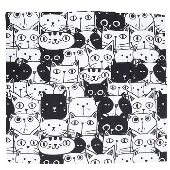 

1Pc Black And White Cartoon Cat Pattern Shower Curtain Waterproof Bath Curtain Bathing Accessories Pongee Curtain