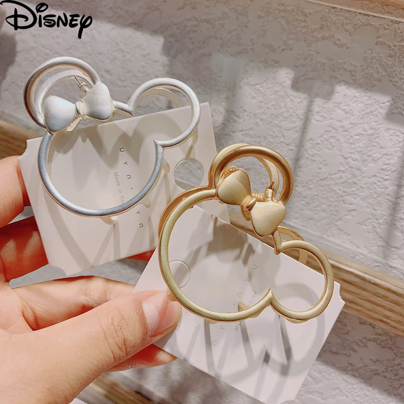 新しい女性ヘアクリップ金属ミッキーミニーマウスヘアピンディズニー中空ソリッドカラーの女性ヘアアクセサリーヘア爪 Aliexpress