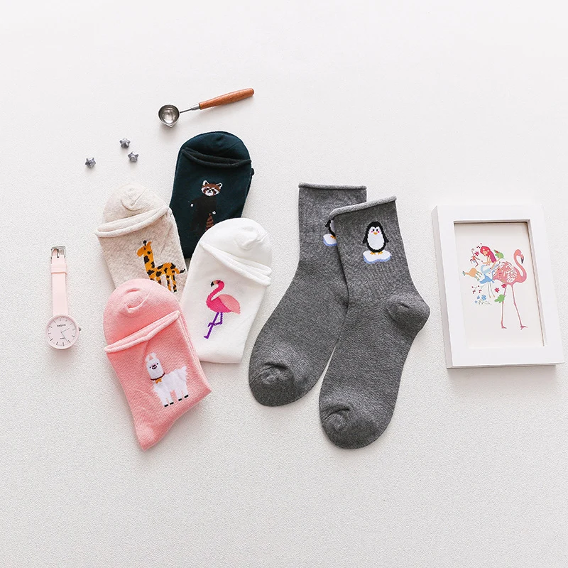 

Autumn Winter Cotton Women Socks Soft Japanese Sweets Socks Kawaii Animal Giraffe Socks Casual Candy Color Girls Socks Female