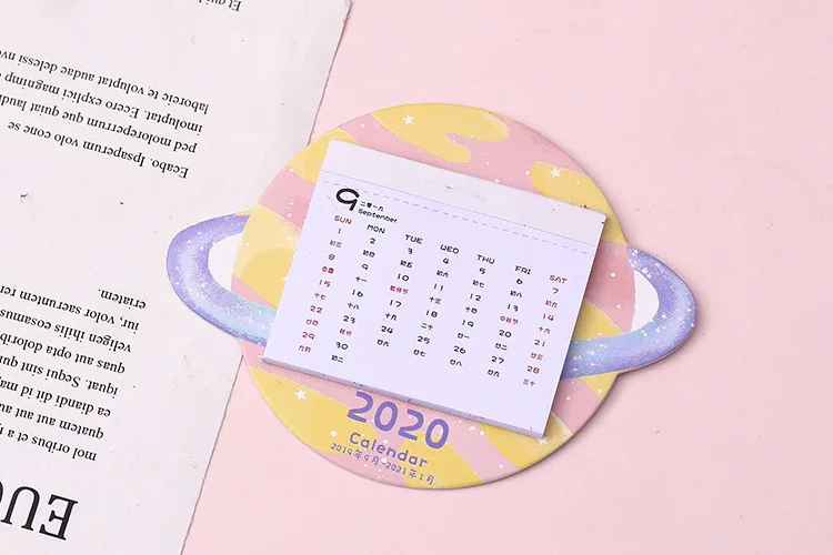 2020 креативная красочная планета Календарь Настенный стикер мини портативный календари ежедневный планировщик стола 2019,09 ~ 2020,12
