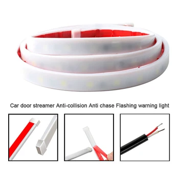 

2pcs 12V Car Opening Door Warning Light Welcome Flash Running Light Alarm Signal Lamp Shadow Auto Strobe Guide Strip Universal