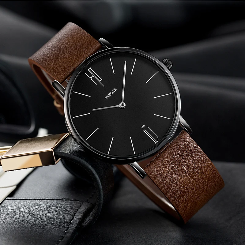 Reloj Yazole Watch Men Waterproof Ultra Thin Quartz Watch For Men Fashion Simple Black Men Watch Male Wristwatch Montre Homme