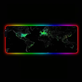 

30X60/40X90CM RGB Gaming Mouse Pad Gamer Computer LED Lighting USB Large World Map Mousepad Colorful Non-slip Desk Pad Mice Mat