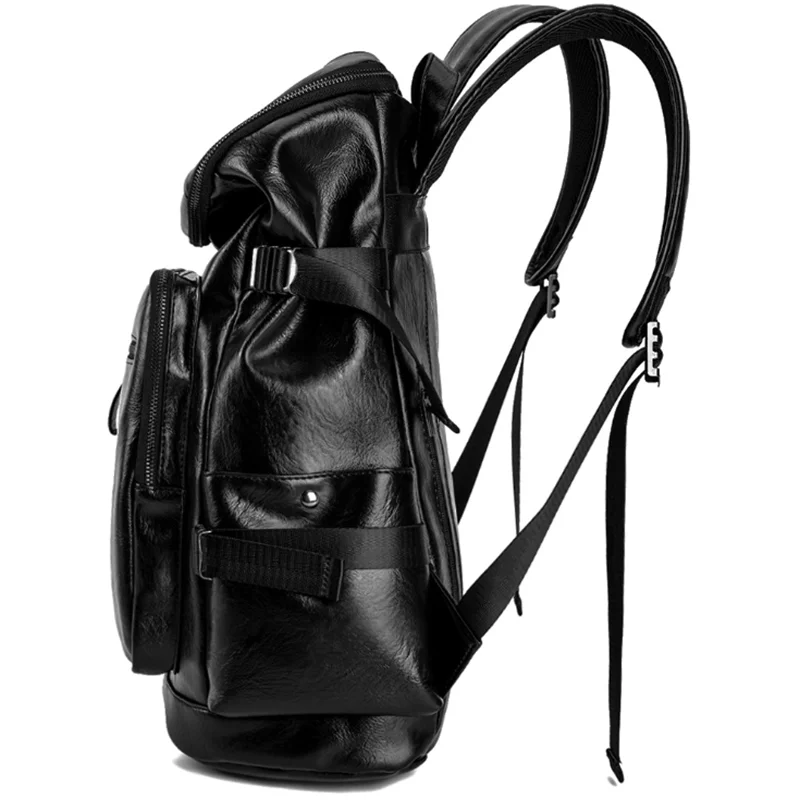 PU Leather Backpack Men Travel Bag Waterproof Simple Style School Bags for Teenage Casual Fashion Pack Anti-Theft Bagpack