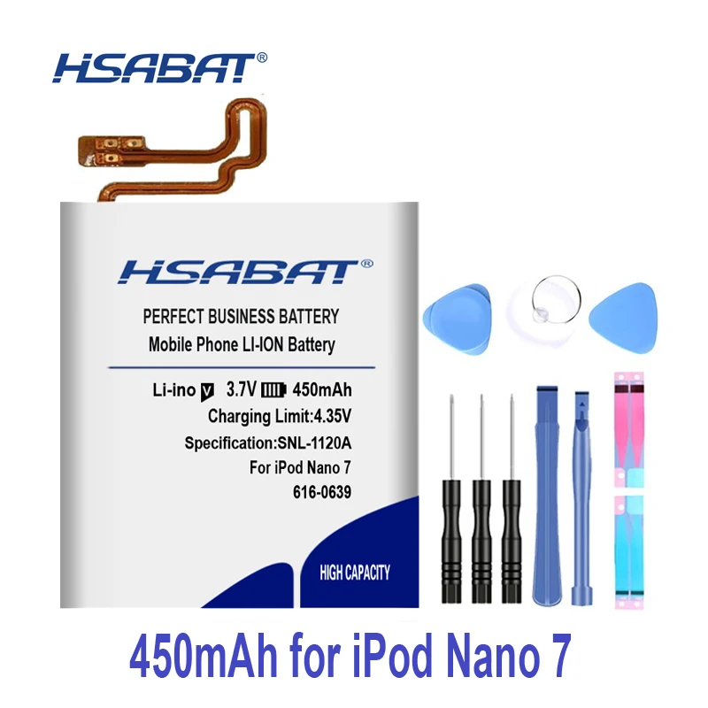 HSABAT 450mAh 616-0639 аккумулятор для Apple iPod Nano 7 7th Gen