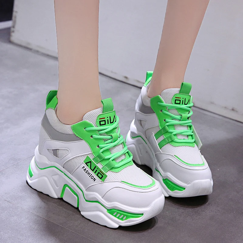 Новинка 2019 модные женские повседневные туфли на платформе сетчатые дышащие