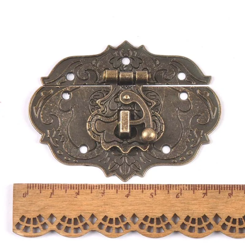 Jewelry Box Hasp Vintage Brass Hardware Latch Hook Decorative Wooden Boxes Furniture Buckle Clasp Lock Wood Case