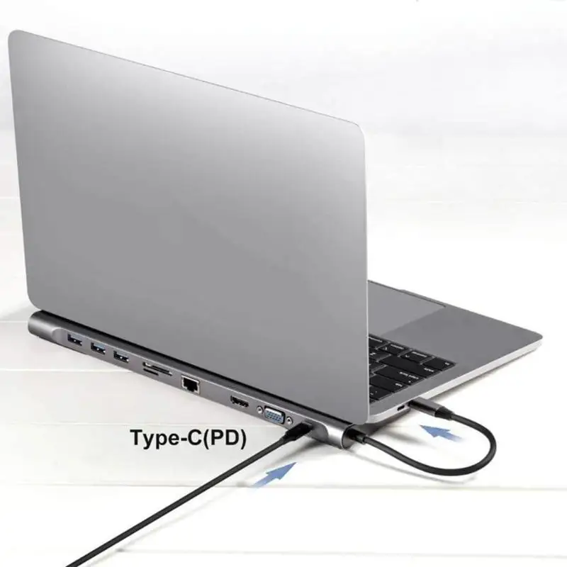 10 в 1 usb type C хаб-конвертер к HDMI VGA RJ45 USB 3,0 PD 3,5 мм аудио адаптер Flash Read 70-90 Мбит скорость чтения-записи