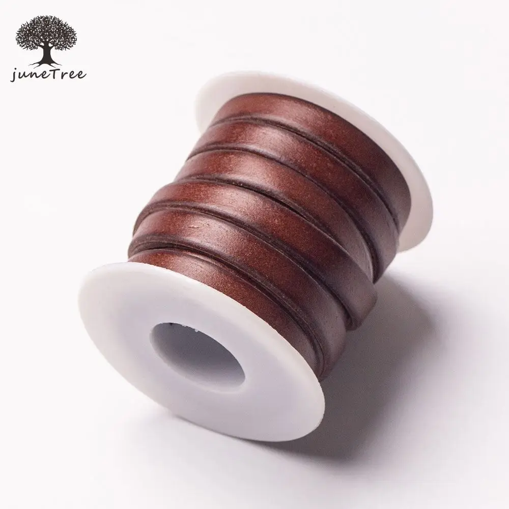 Junetree винтажный шнур из натуральной воловьей кожи полоса плоская веревка Сделай