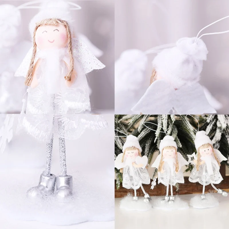 Рождественская кукла, стоящая в облаке, крылья ангела, плюшевая кукла, Рождественский Декор, украшение для дома, подвеска для детей, рождественские подарки