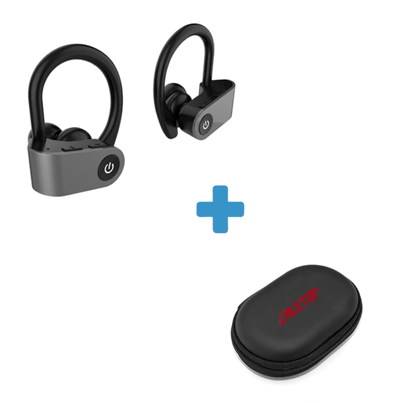 Black with Bag CALETOP TWS Bluetooth 5,0 Наушники Беспроводные спортивные наушники с ушным крюком 3D стерео спортивные гарнитуры с микрофоном наушники для iPhone - Цвет: Black with Bag