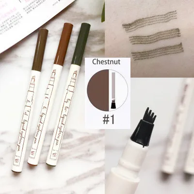 01 Chestnut 4 head Лидер продаж, 3/4/10 глава тату для бровей, микро лезвия карандаш мануального татуажа бровей, карандаш для бровей, Для женщин Водонепроницаемый вилка наконечник брови татуировки ручка карандаш для бровей - Цвет: 01 Chestnut 4 head