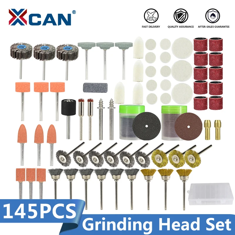 

XCAN 1/8" Shank Sanding Polish Accessory Bit Set 145pcs Rotary Power Tool Fits Dremel Rotary Tool Mini Electric Drill Accessory