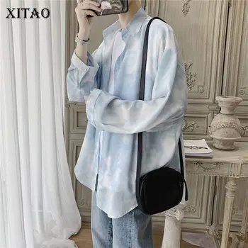 

XITAO Korean Print Loose Turn Down Collar Casual Tidal Top Current Batwing Sleeve 2020 Spring Summer Fashion Women Shirt DMY4643