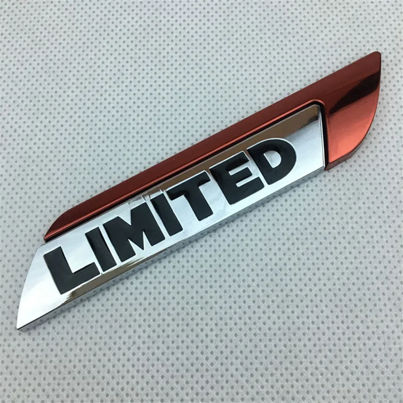 【New】1 Pair Car Styling 11.8*2.3cm Metal plating LIMITED blade Emblem Rear Trunk Badge Side Logos Cars body Stickers blue red