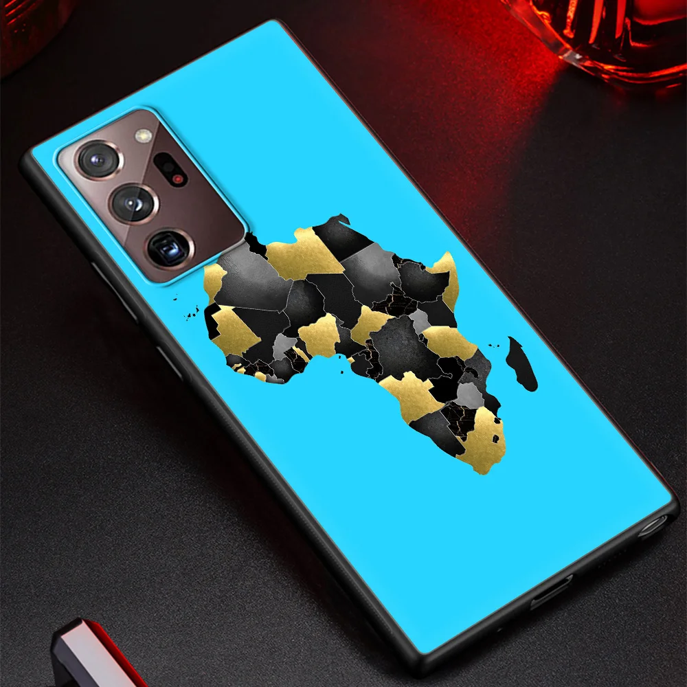 Silicone Black Phone Case with Painted Africa Map Design