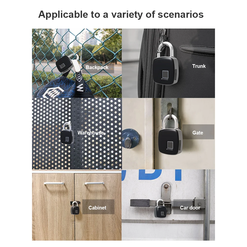 USB Противоугонный смарт-замок без ключа с отпечатком пальца, водонепроницаемый чехол для домашнего багажа, сумка, висячий замок, супер долгий режим ожидания, электронный замок