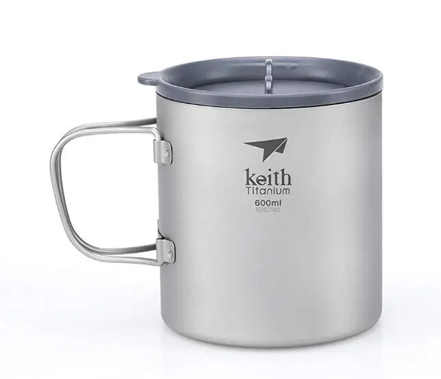 Keith titanium Ti3356 кружка с двойными стенками со складной ручкой и крышкой - Цвет: silver grey