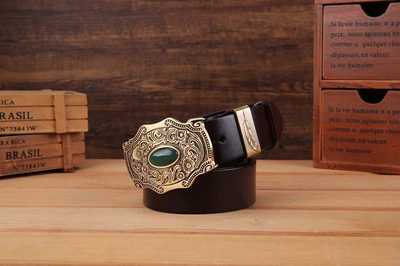 2020 new designer belt men high quality belts for men leaf flower 3.8 cm wide strap girdle full grain 100% genuine leather cow
