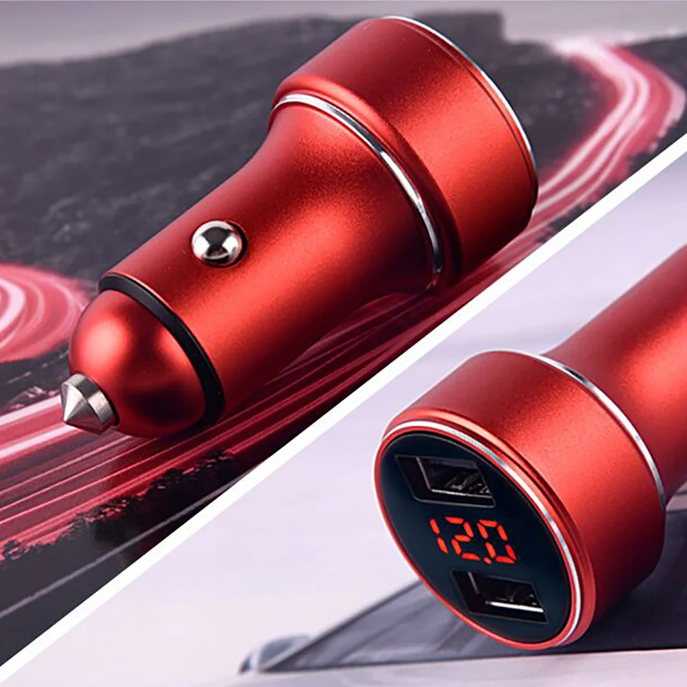 Aoshike 2-в-1 Quick Charge 3,4 автомобиля Зарядное устройство металлический молоток безопасности Dual USB Выход автомобильного зарядного устройства для мобильного телефона мини автомобильный телефон USB