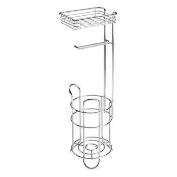 

Roll Paper Holder with Storage Basket Iron Paper Towel Rack Bathroom Floor Tissue Storage Rack