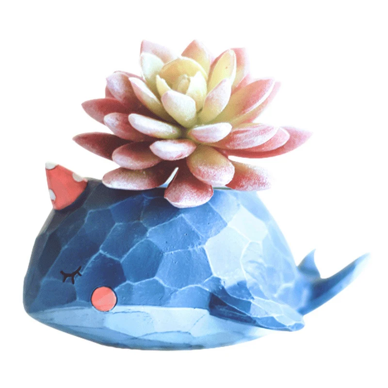 

Wholesale Animal Flower Pots Miniature Landscape Succulent Plants Holder Shark Flower Vase Fairy Garden Home Decoration Ornament