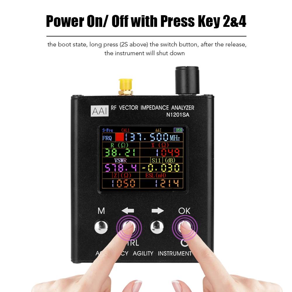 

4.2V 2000mAh N2201SA RF Vector Impedance Analyzer ANT SWR Antenna Meter Tester 137.5-2700MHz Resistance/Impedance/SWR