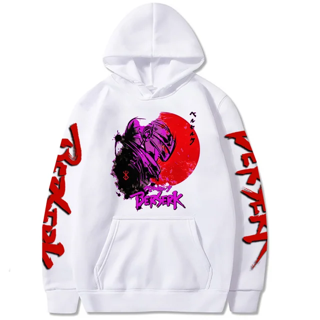 Anime Hoodie Berserk Harajuku Guts Eyes Manga Hoodies Sweatshirt Graphic Winter Pullover Fashion Long Sleeve Men/Women Hoody White2