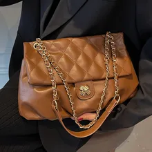 

Big Rhombus Lattice Messenger Bag Female Luxury Soft Leather Shoulder Bag Quilted Handbags Women's Large Chain Crossbody Bag Sac