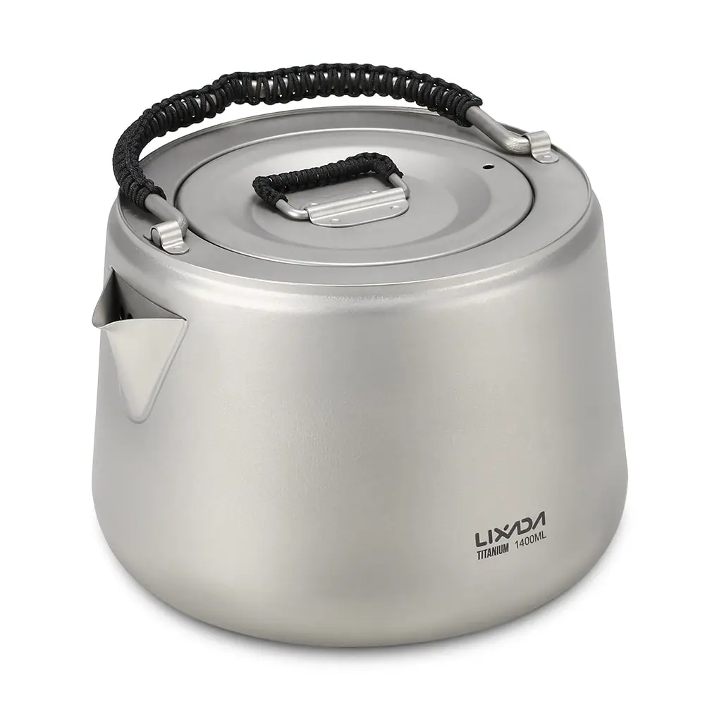 Lixada 1.4L титановый чайник Сверхлегкий Открытый походный чайник для воды кофейник чайник Ta9001 уличная посуда