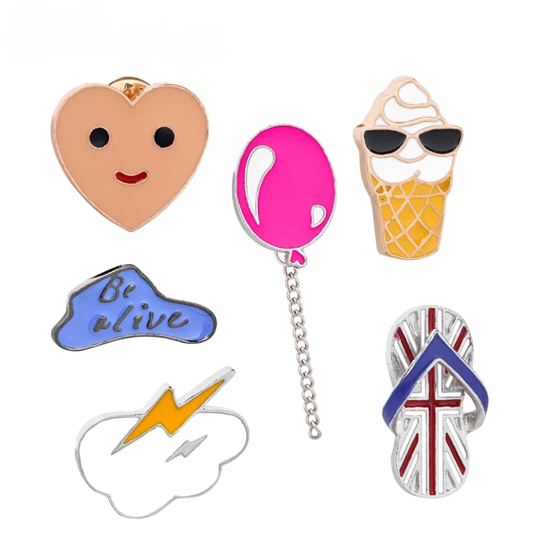 Мини Броши для женщин носки тапочки мороженое шар облако молния эмаль булавки и
